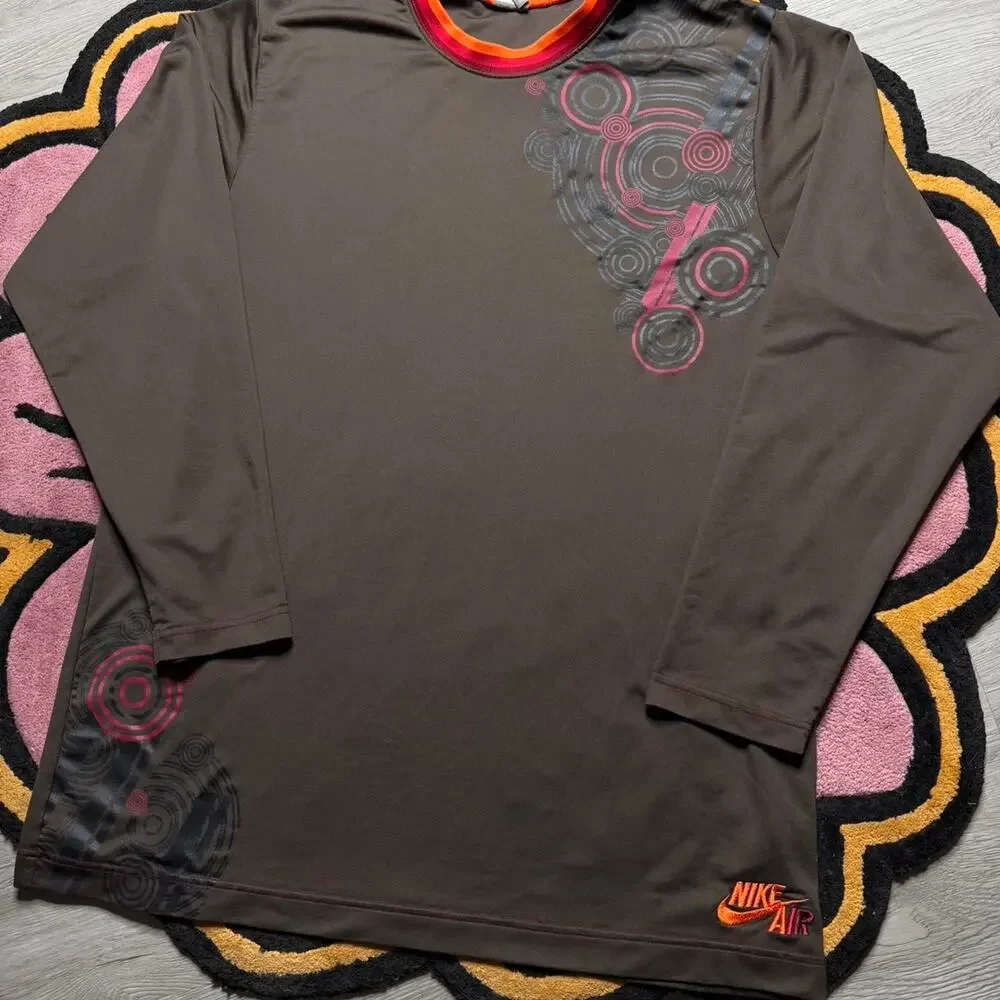 Vintage Y2K Nike Air Graphic Logo L/S Basketball Shirt Size 2XL
